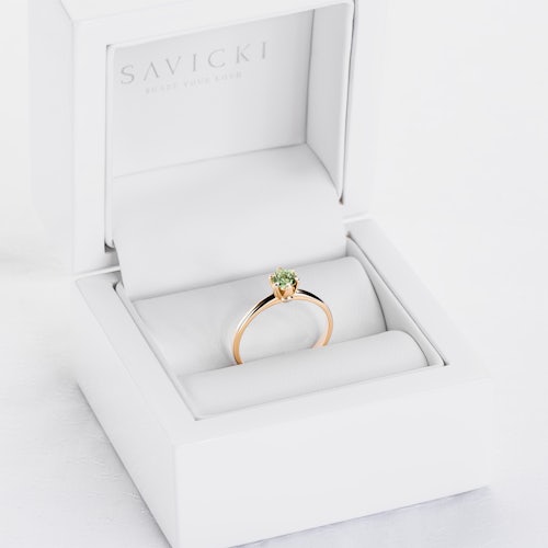 Pierścionek zaręczynowy The Journey: złoty, zielony szafir